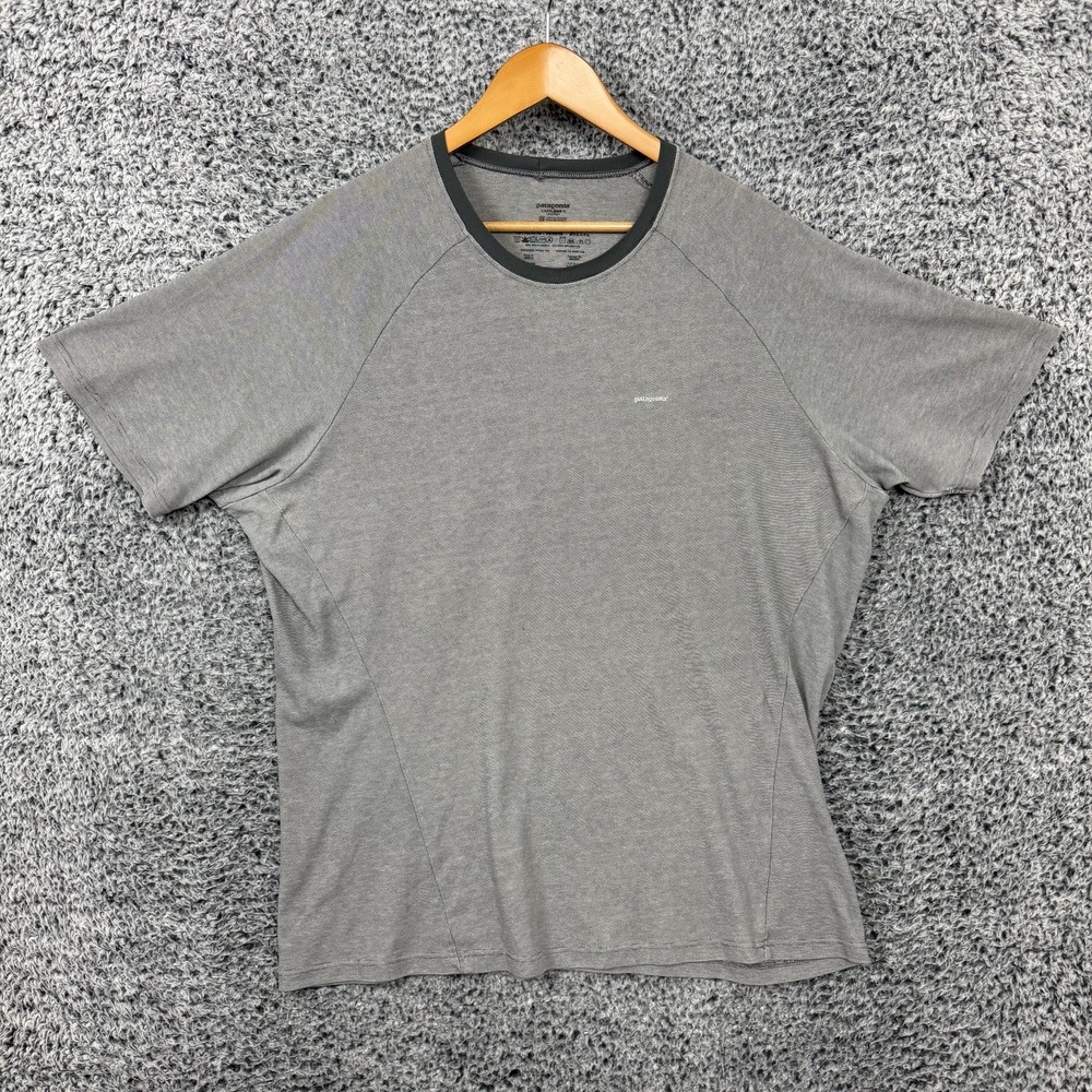 Patagonia Capilene Shirt Mens XXL Gray Short Sleeve Performance Hiking Trail Tee